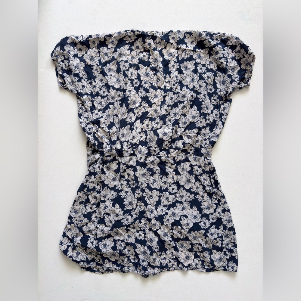 Acacia swimwear blue magnolia Rome dress wrap silk coverup short swim summer S - Picture 7 of 7